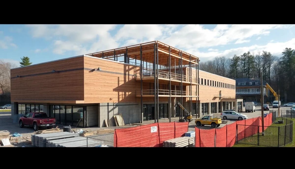 Construction site of Honey Locust Square shopping center in Mount Kisco, New York.