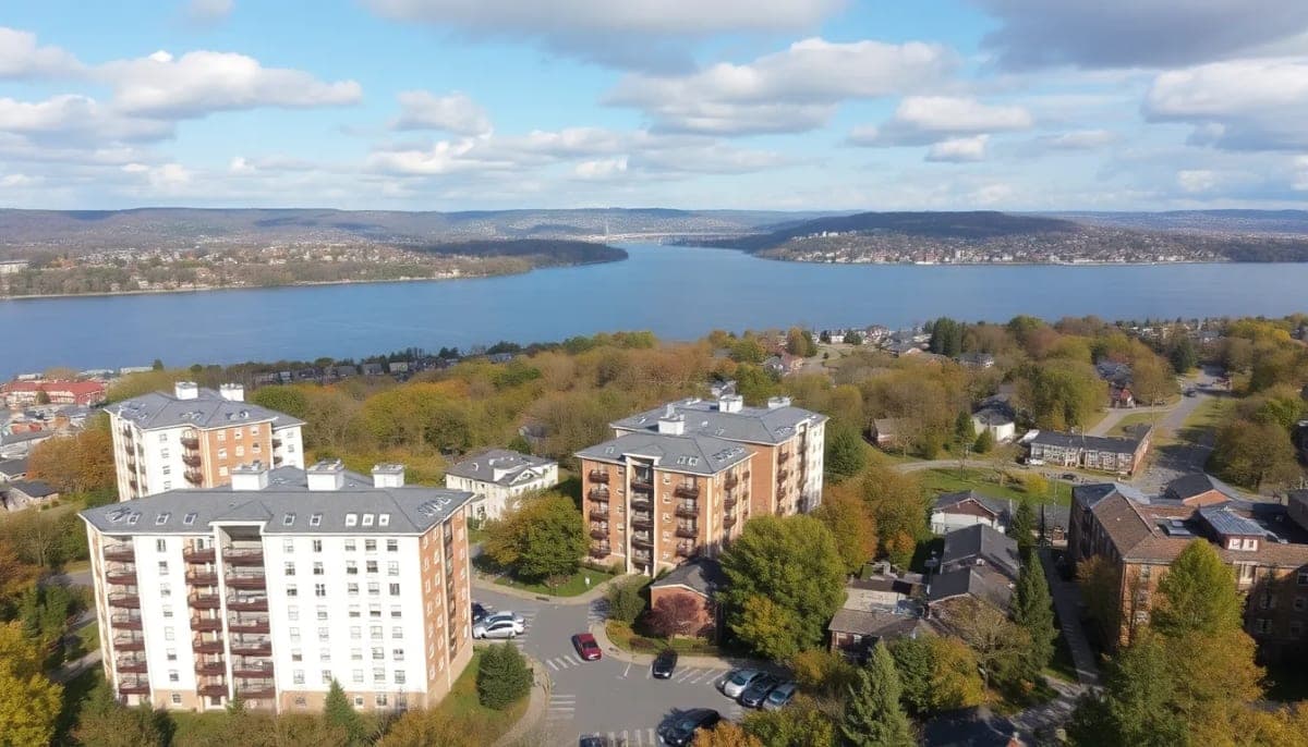 View of Edge-on-Hudson development in Sleepy Hollow with riverfront and residential areas.