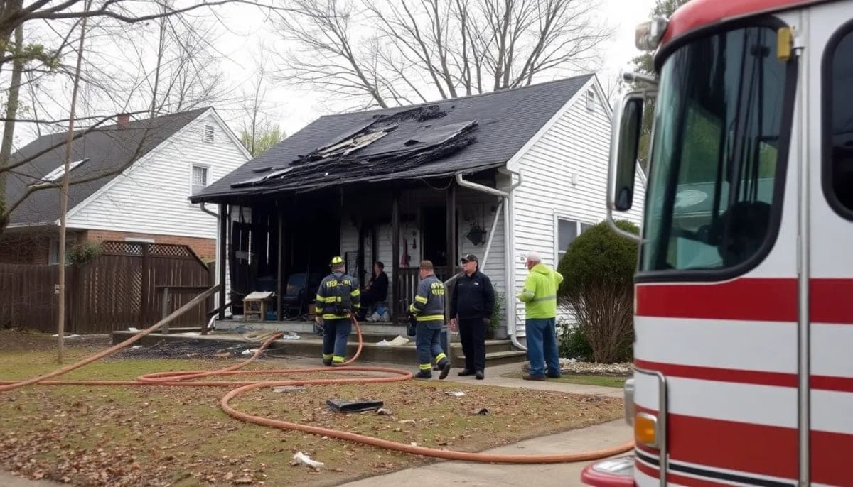 Charred remains of a house in White Plains after a fire incident.