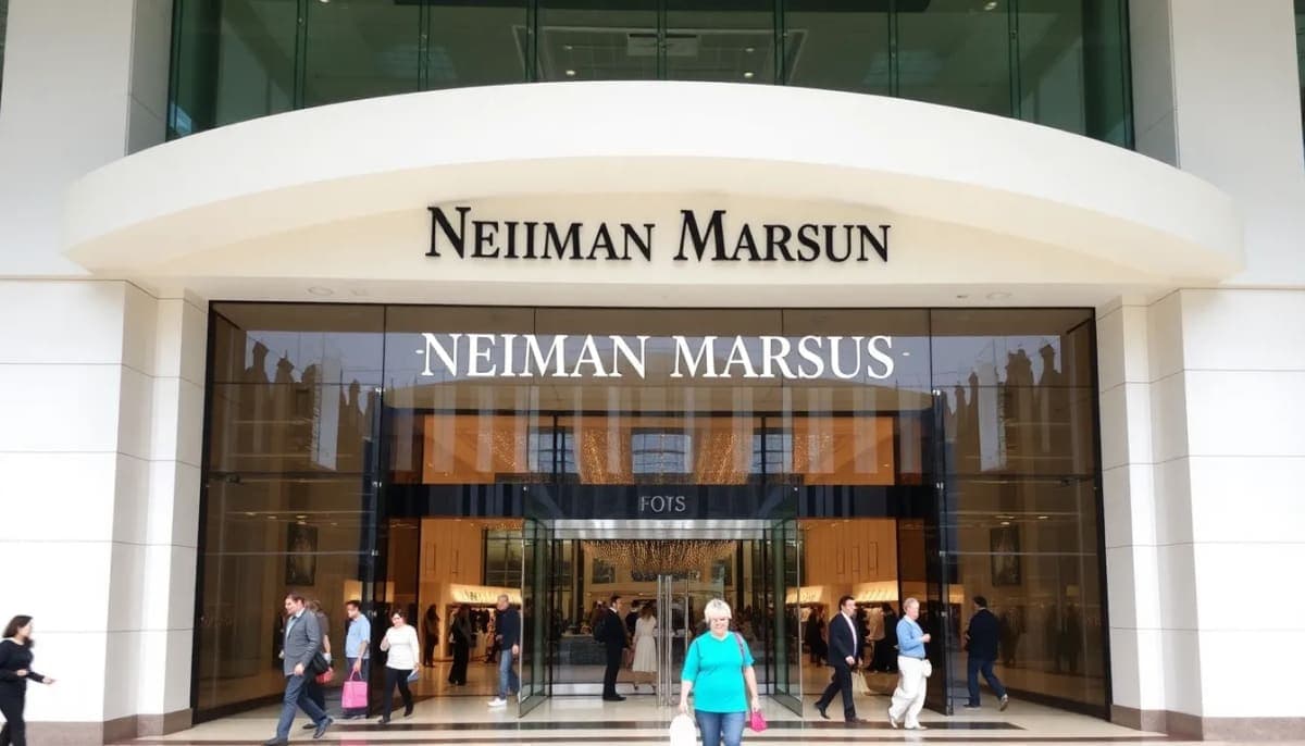 Entrance of Westchester Mall with Neiman Marcus store front, highlighting the retail environment.