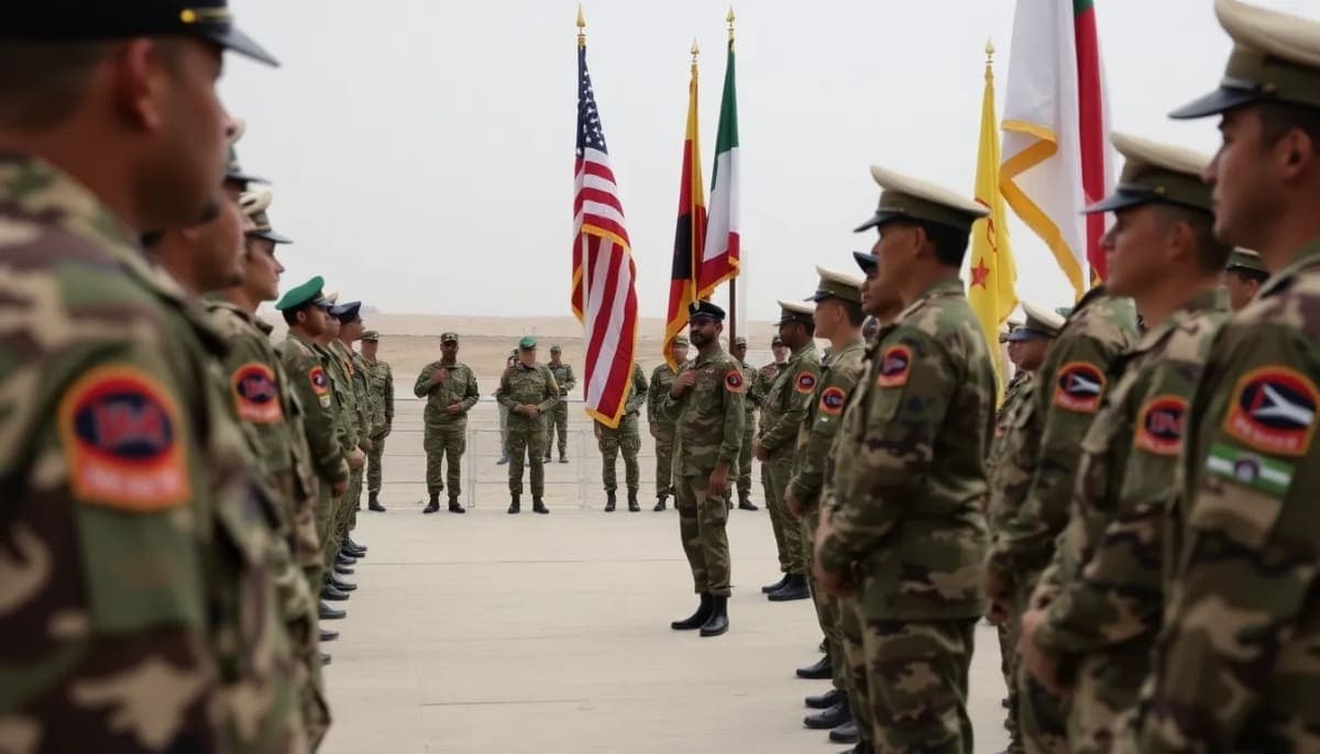 Military ceremony in Kuwait honoring fallen soldier Andrew Johnson.