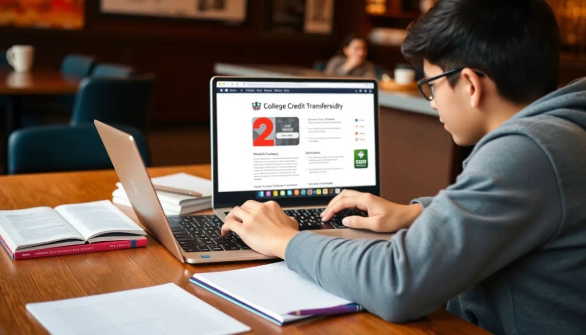 Student in Westchester using laptop to simplify college credit transfers