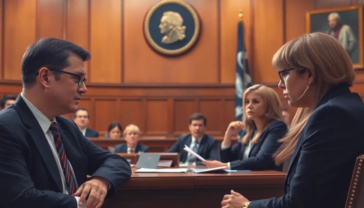 Tense courtroom atmosphere during a murder trial in Westchester County.