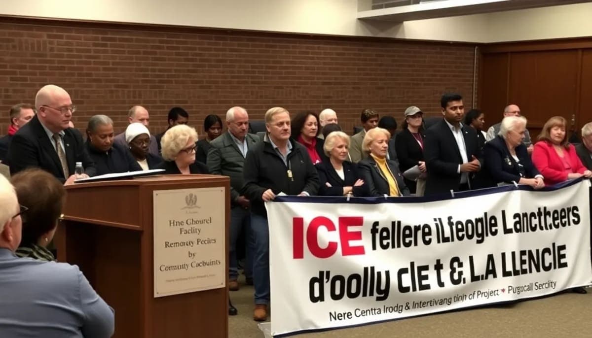 Residents discussing the proposed ICE facility in Chester during a community meeting.