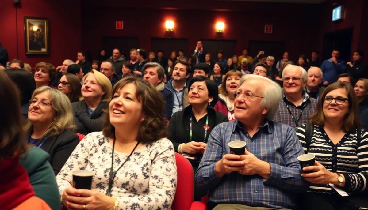 Attendees enjoying the Westchester Film Festival in a lively theater setting.