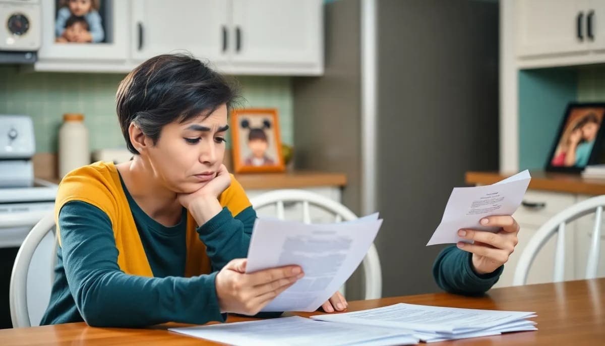 Parent managing unpaid bills related to child support issues.