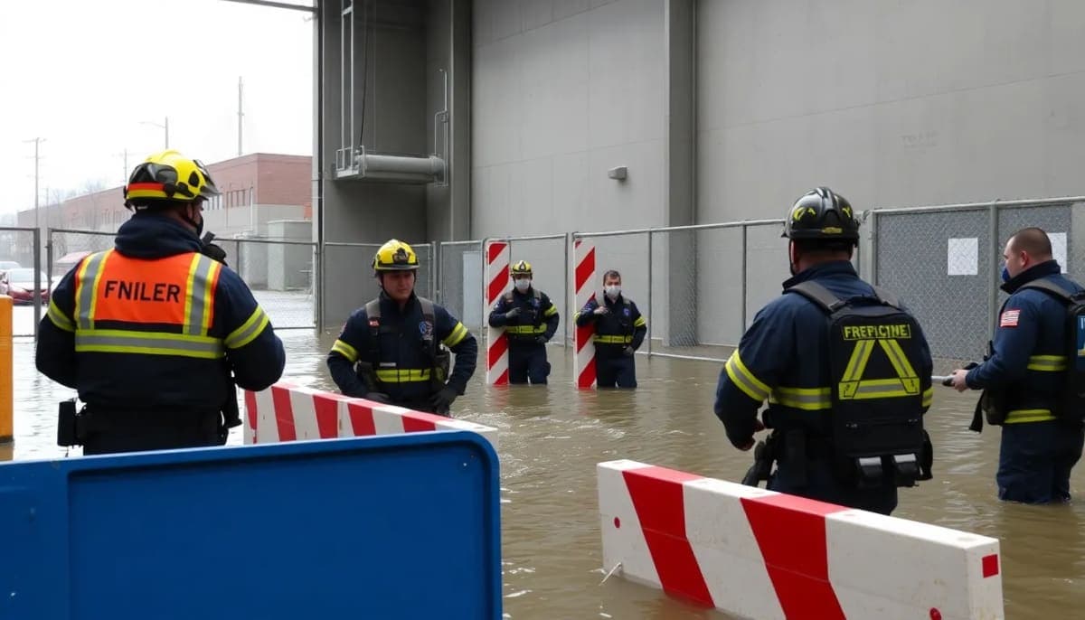 First responders training in a flood simulation facility in Westchester County.