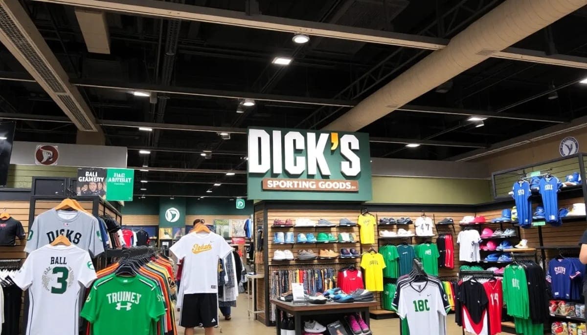 Interior view of DICK'S Sporting Goods showing sporting gear and apparel.