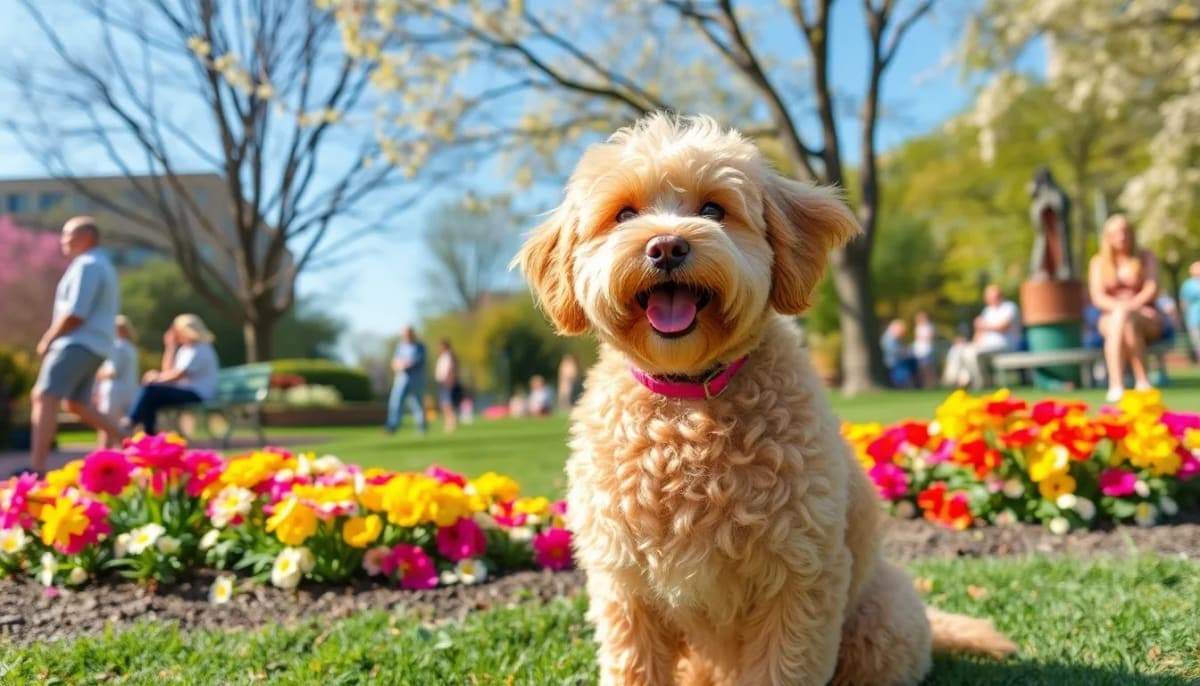 Charlie the cockapoo enjoying a sunny day at the park with locals.