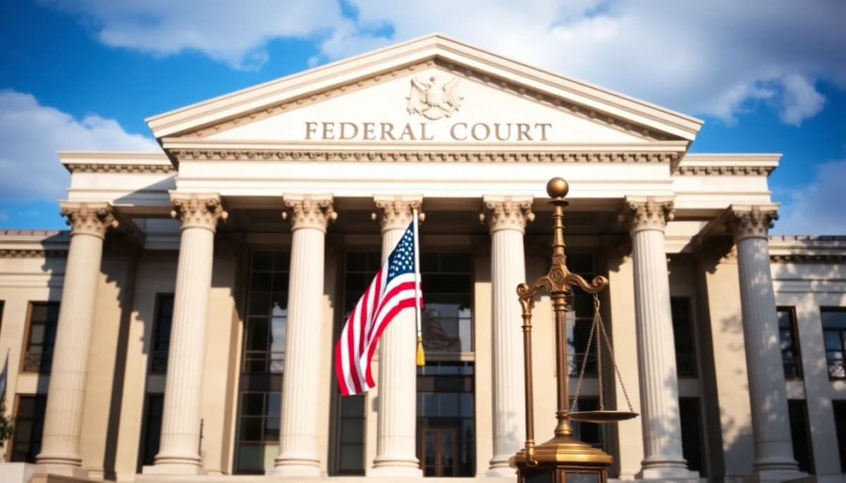 Exterior of a federal courthouse symbolizing justice and legal proceedings.