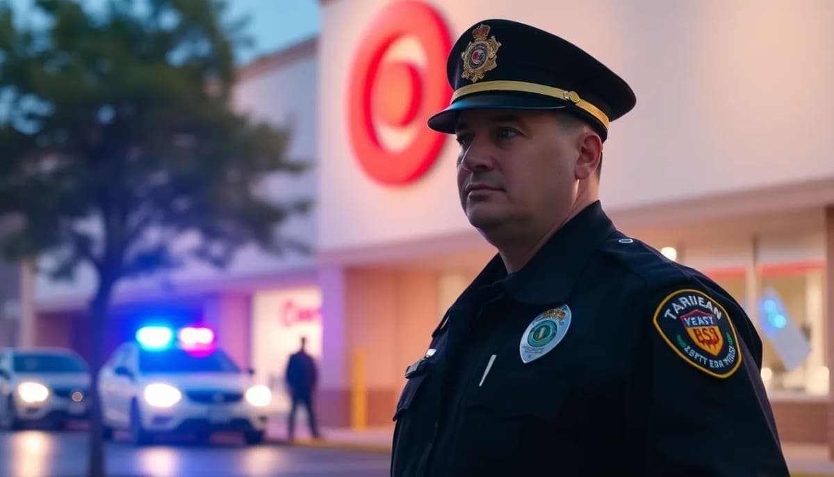 Emergency scene at Target during police operation in Long Island.