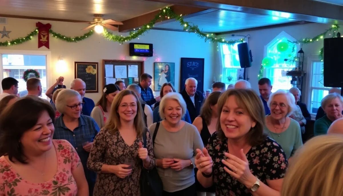 Community fundraiser in Ossining with live music and attendees.