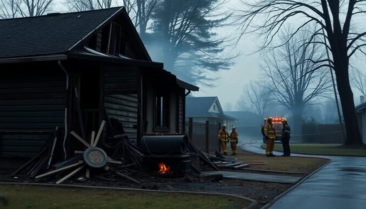 Fire-damaged house in Westchester County following a fire incident.