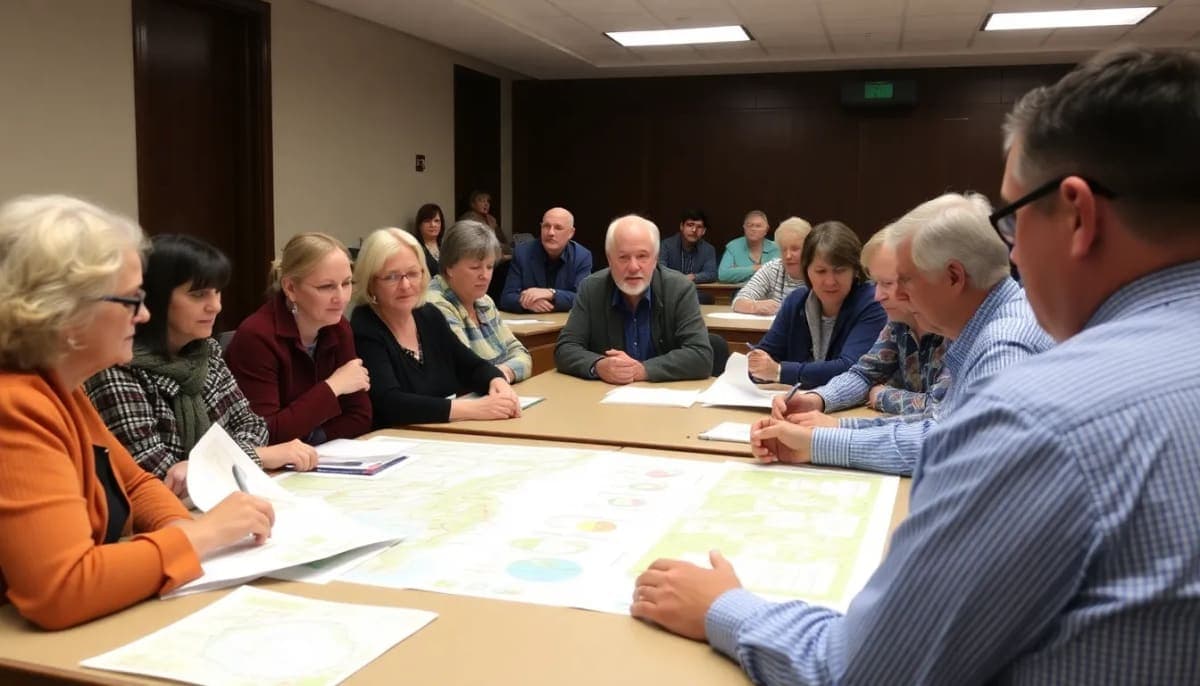 Residents discussing local economic growth at a Westchester town hall meeting.