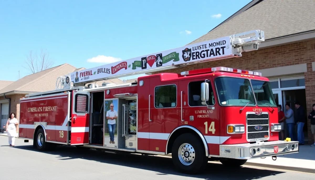 Lumberland Fire Department truck at community safety event showcasing teamwork.