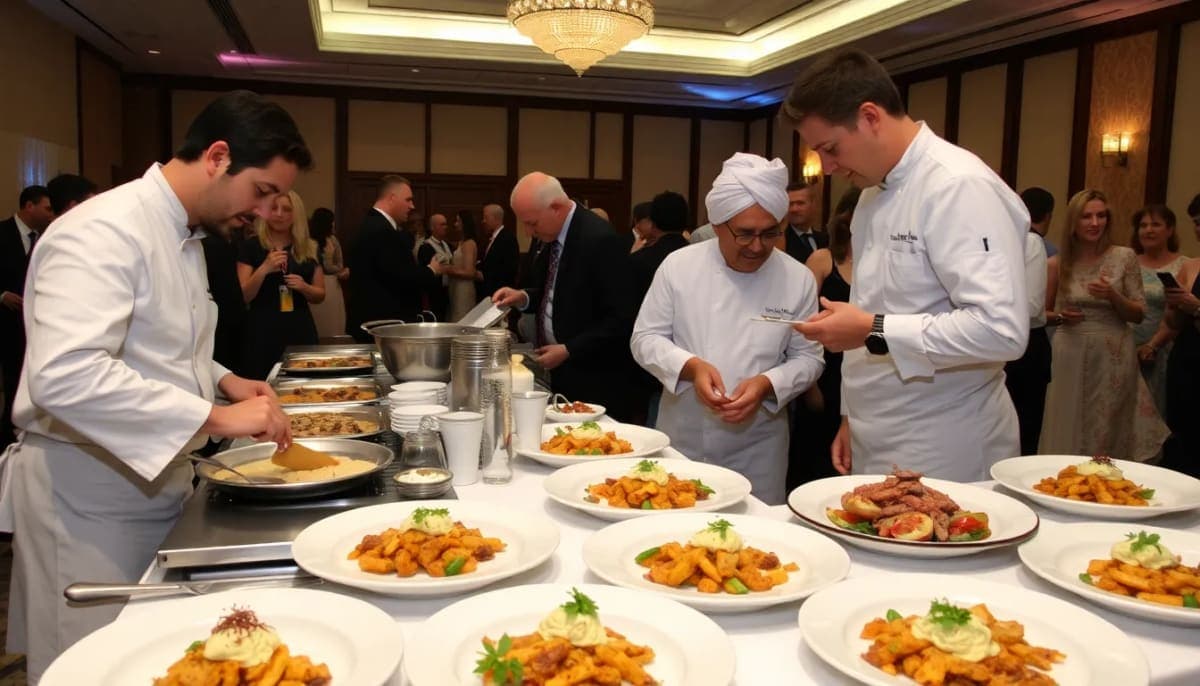 Culinary event at Hilton Westchester with chefs and gourmet dishes.