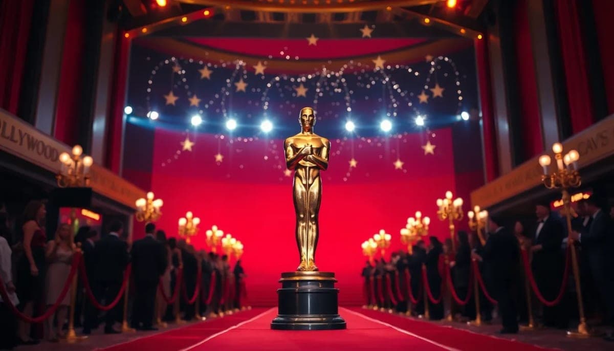 Scene from the Oscars 2026 ceremony in Hollywood highlighting the red carpet.
