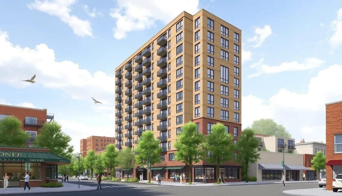 Rendering of the new 17-story apartment building at Ridge Hill, Yonkers.