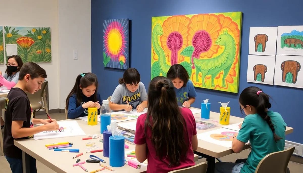 Briarcliff Middle School students participating in art workshops at Bethany Arts Center.
