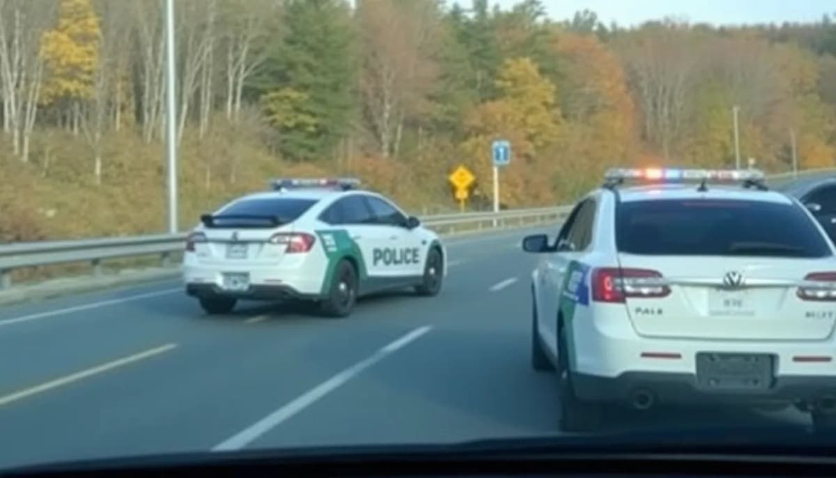 Police car on the Taconic Parkway highlighting road safety concerns.