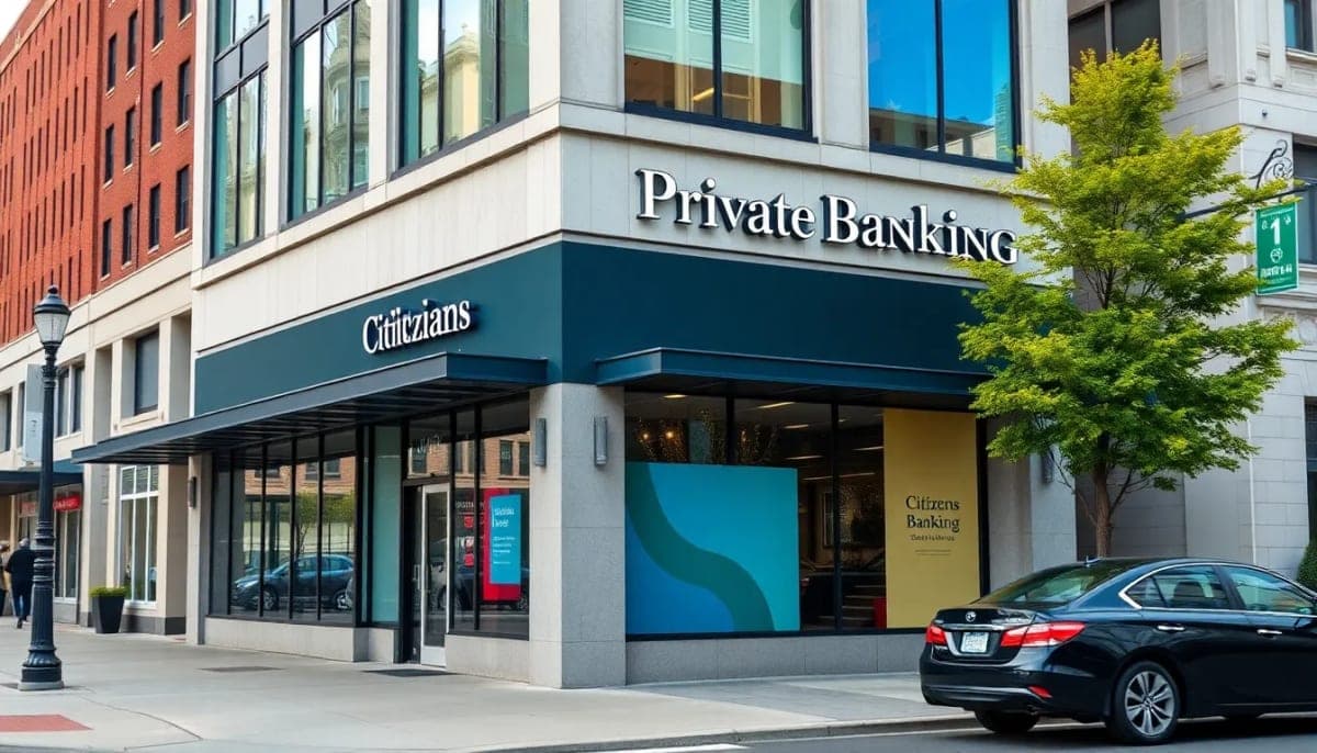 Exterior view of a new Citizens Private Banking branch in Greenwich, CT.
