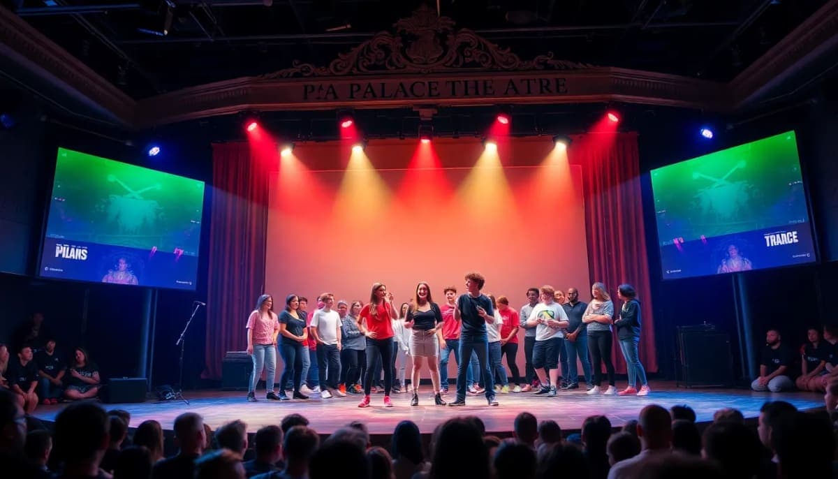 High school students performing original plays at The Palace Theater in Westchester.