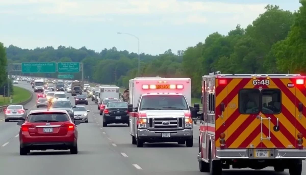 Traffic jam on I-684 in Westchester County due to accident response.