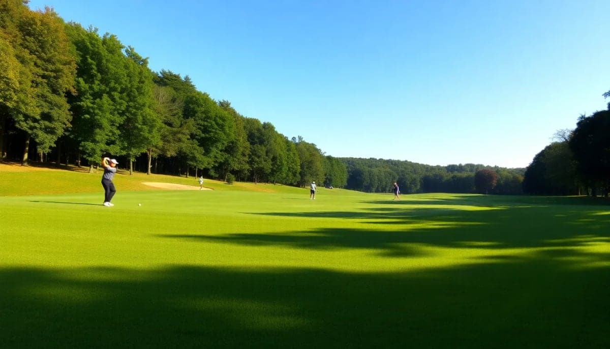 Sunny Westchester County golf course with golfers enjoying the day.