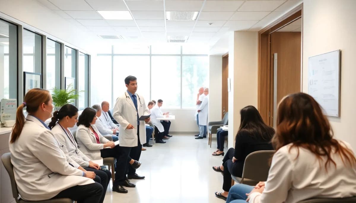 Healthcare providers consulting patients in a Westchester County facility.