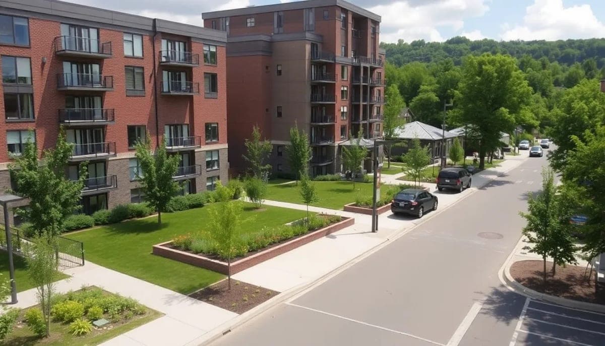 Residential apartment buildings in Bethel, Connecticut.