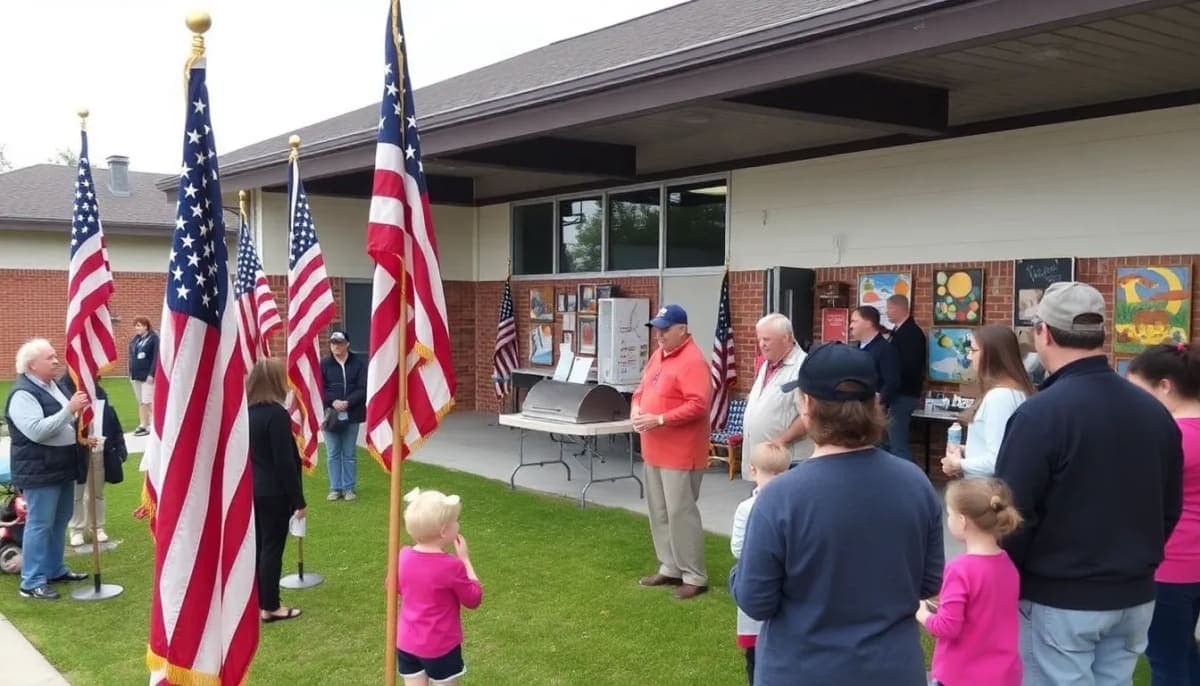 Residents of Yorktown gather to honor veterans during a community remembrance event.