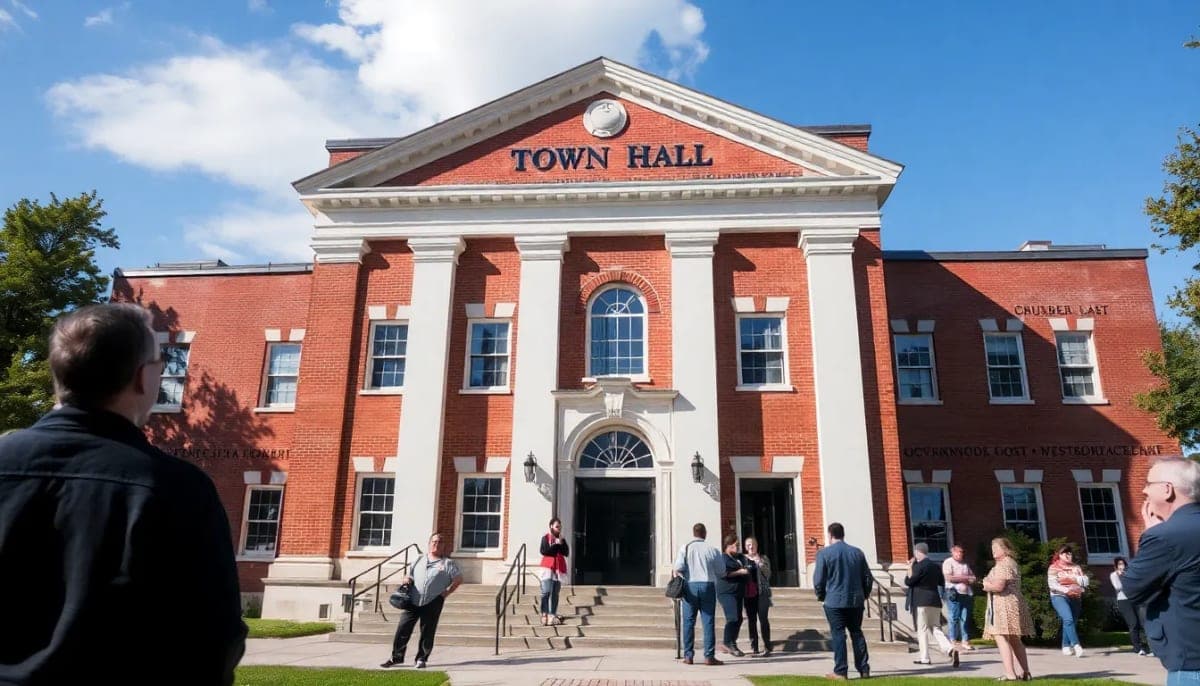 Westchester town hall, a symbol of local government and community discussions.