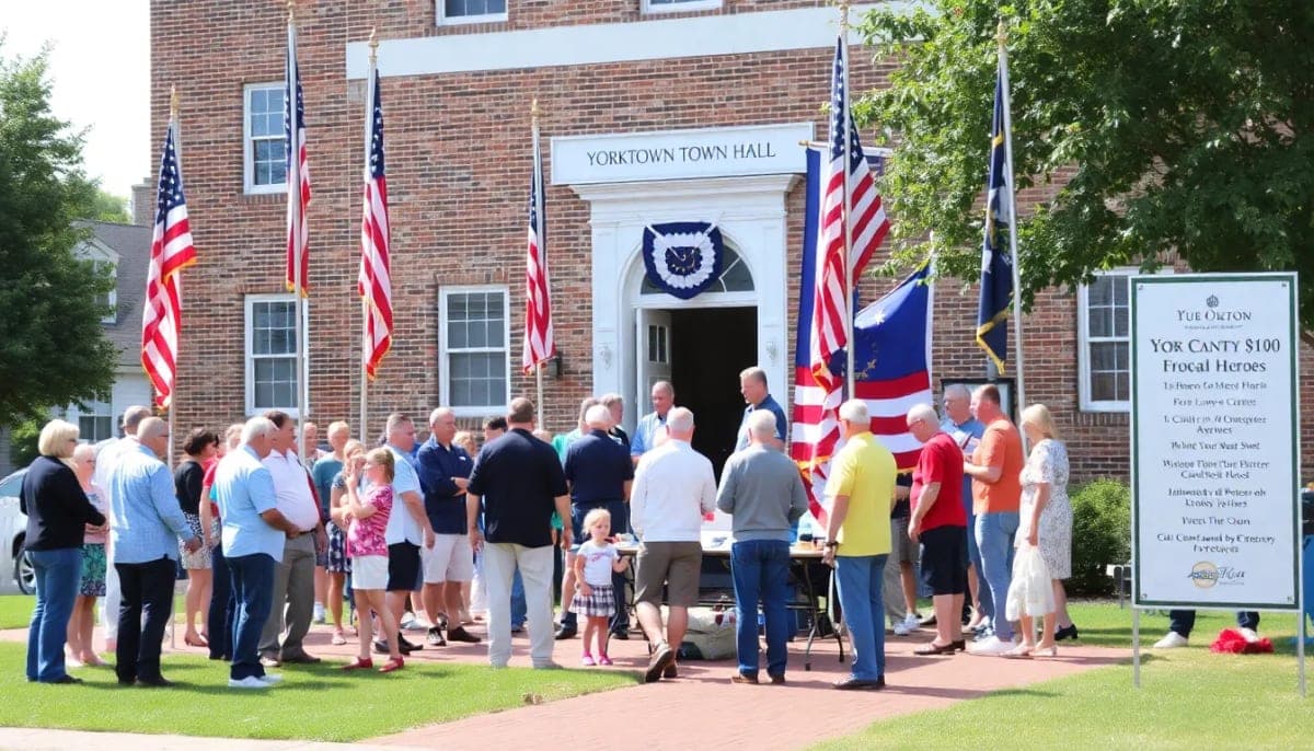 Yorktown residents gather for a service and remembrance event at Town Hall.