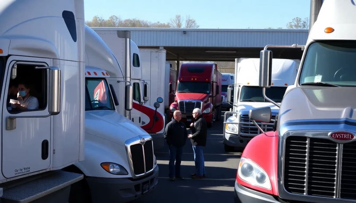 Trucks at a fueling station in Westchester County amidst rising diesel prices.