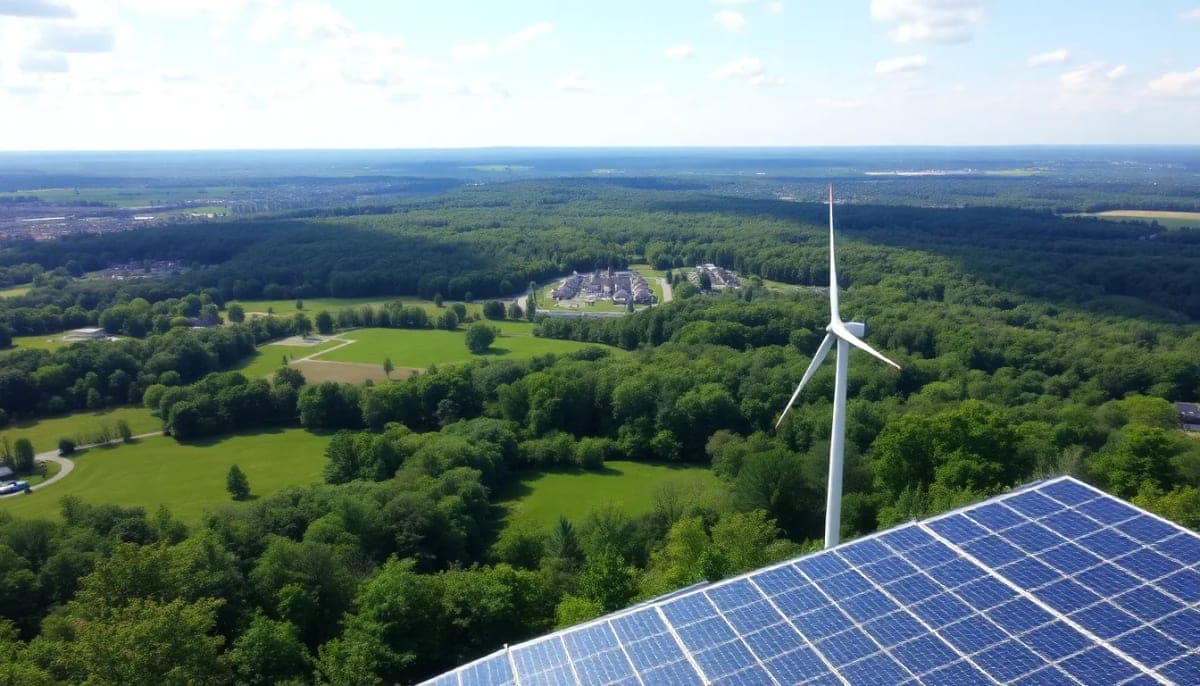 Sustainable landscape in Westchester County showcasing renewable energy initiatives.