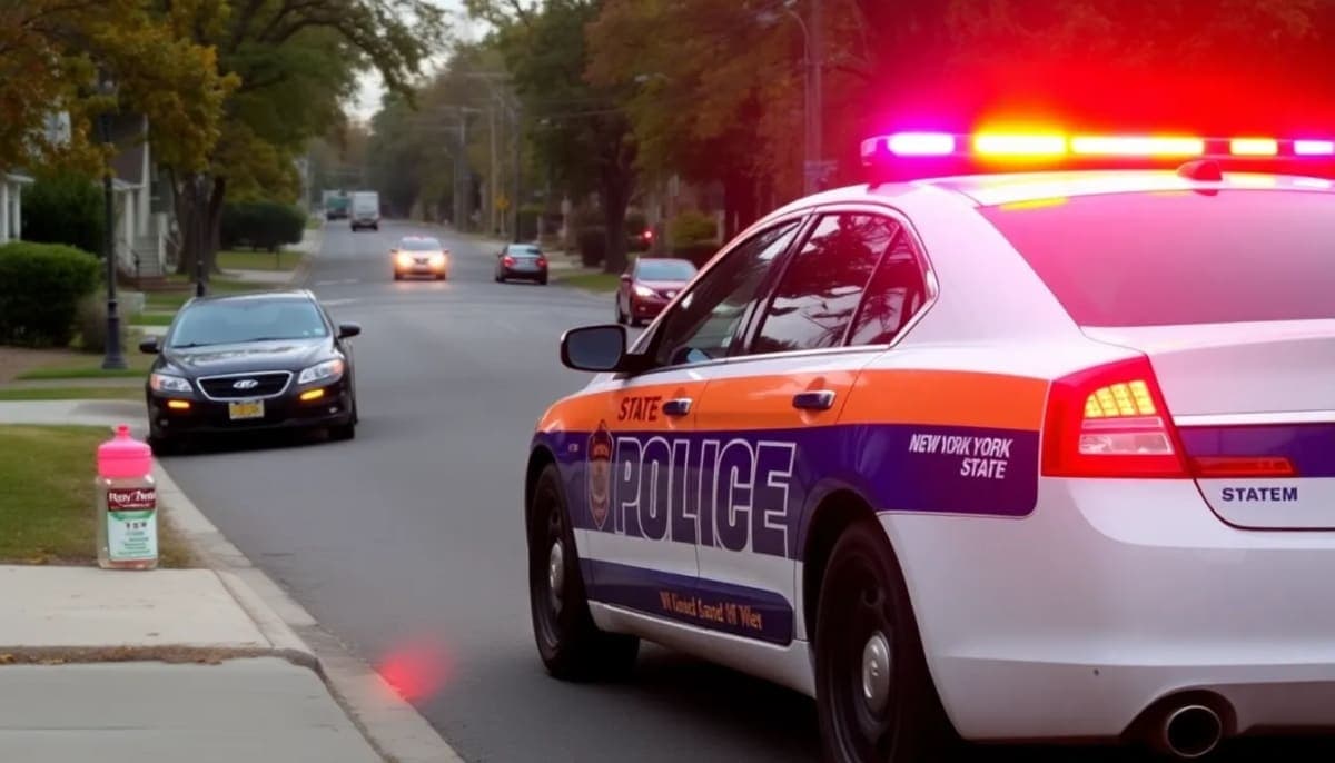 State police car in Mamaroneck responding to an incident.