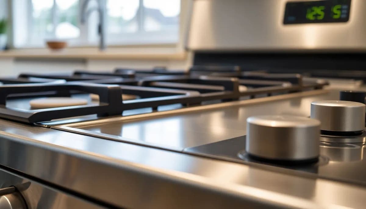 Modern gas range in a home kitchen, highlighting potential recall concerns.