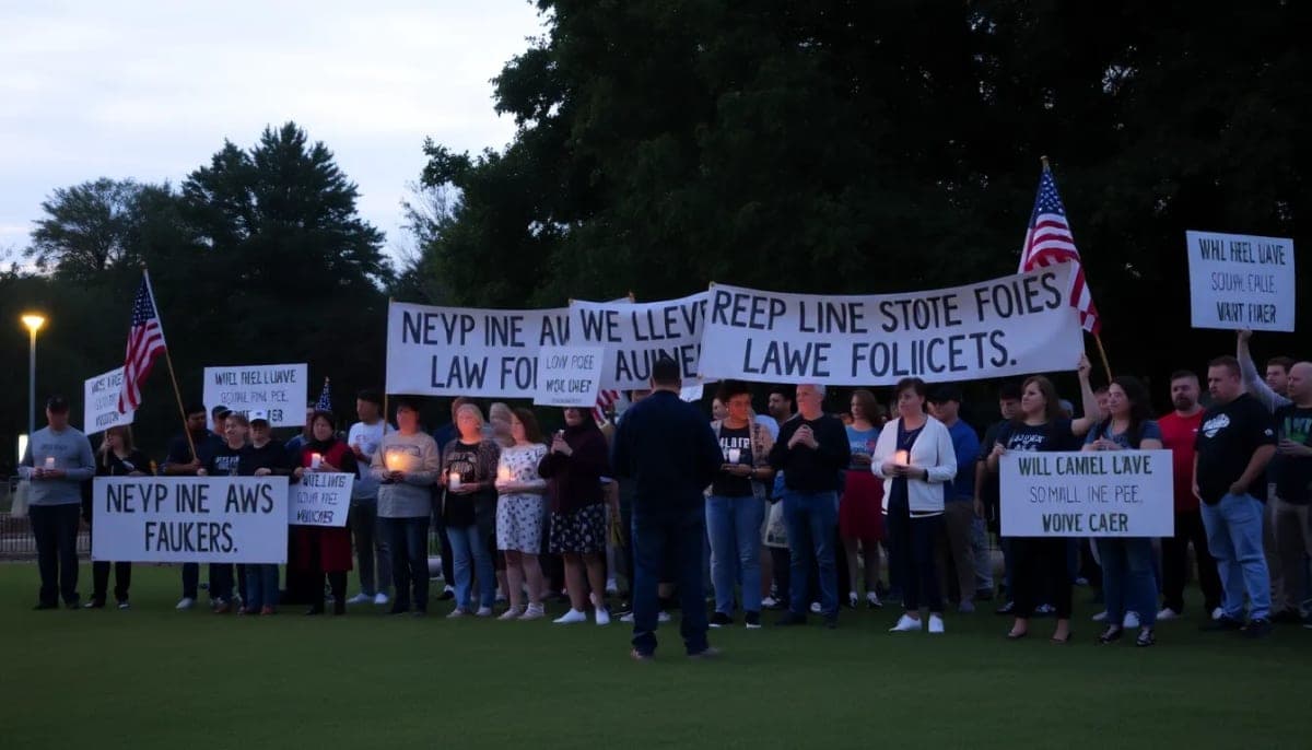 Community members showing support for a police officer after a shooting incident.