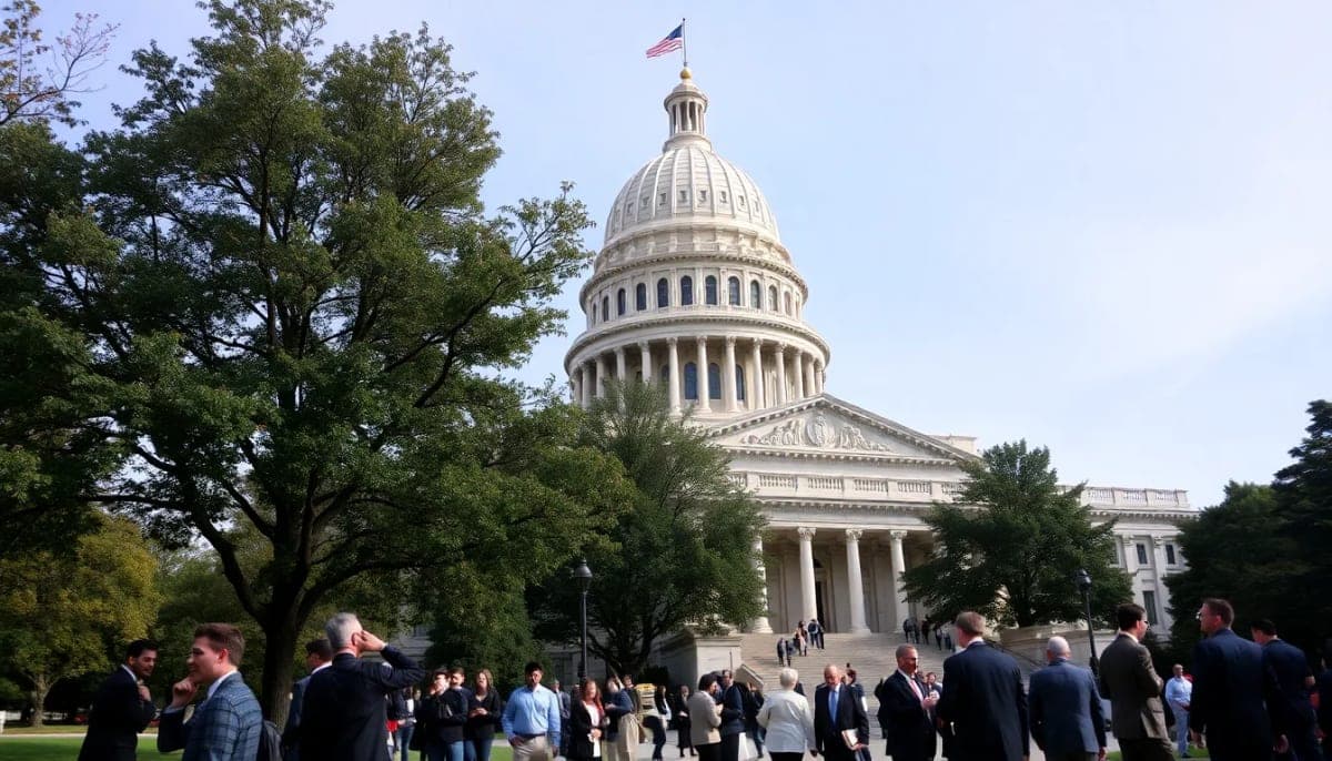 New York State Capitol building with discussions about the budget in progress.