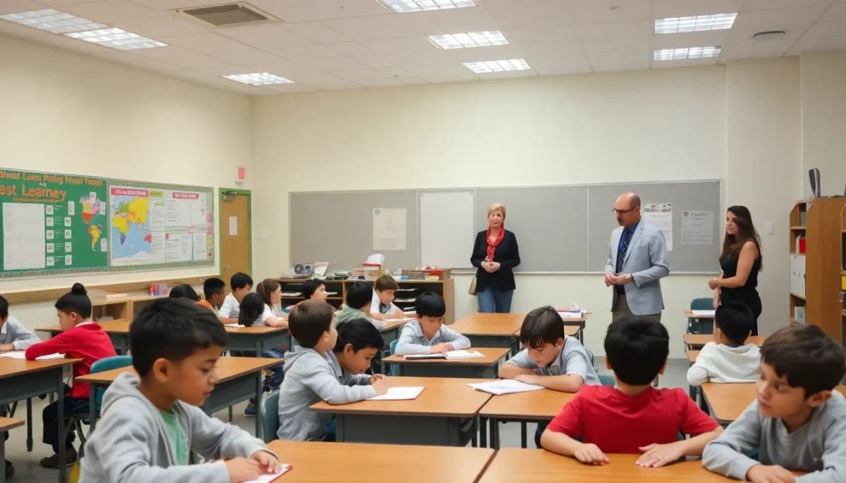 Students engaged in learning with supportive educators in a safe school environment.