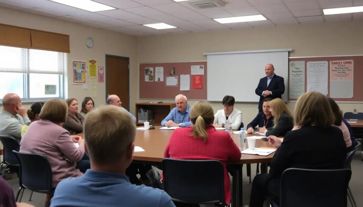Community meeting discussing safety in Westchester County schools.