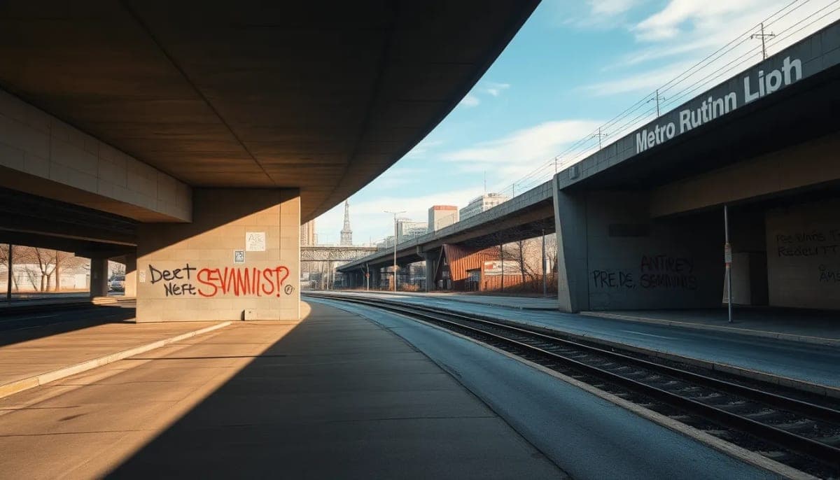 Graffiti found in Irvington Metro North underpass depicting antisemitic symbols.