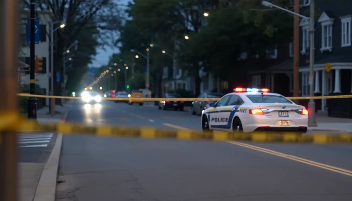 Police presence on a New Rochelle street during an investigation.