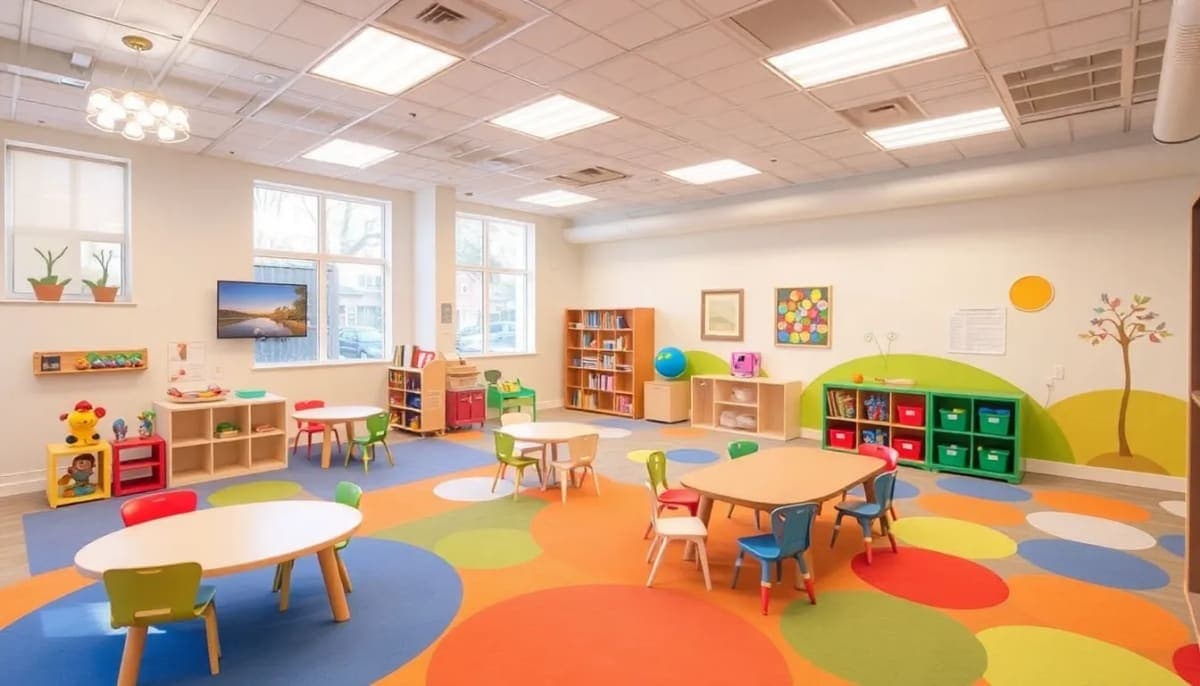 Vibrant early childhood education center in Westchester County with children playing.
