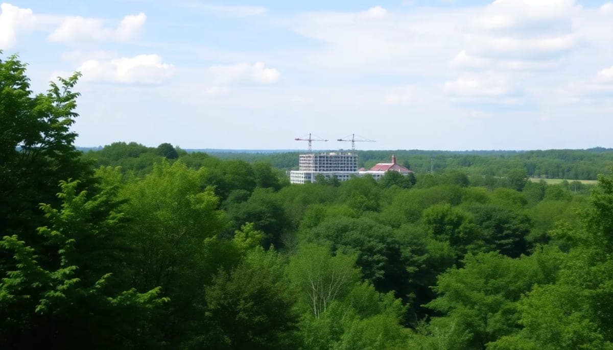 View of Westchester County's landscape with construction development site.