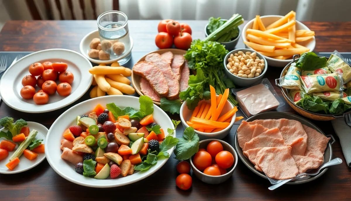 Healthy meal options vs. unhealthy snacks for over 40.