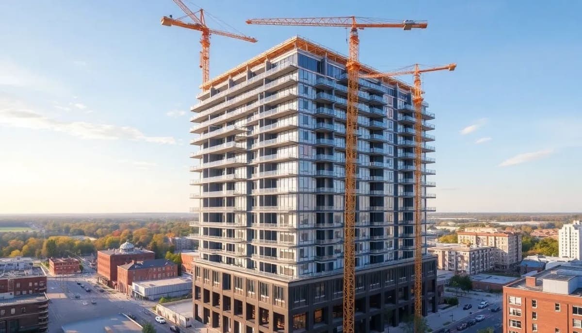 New Rochelle's new 28-story housing project under construction.