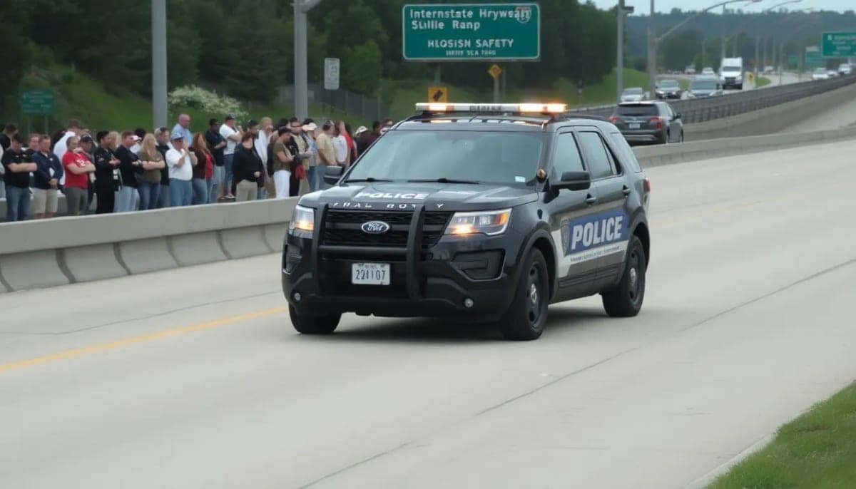 Police stop on I-95 ramp highlighting safety concerns in Rye.