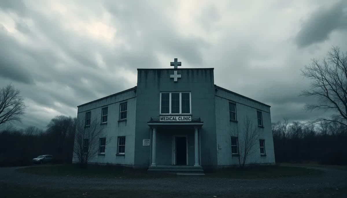 Abandoned medical clinic representing the dark history of illegal practices.