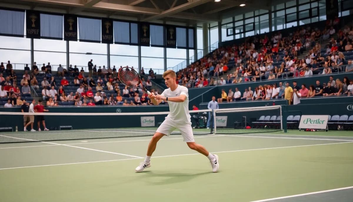 Local tennis player Gelletich competing in a Division I match.